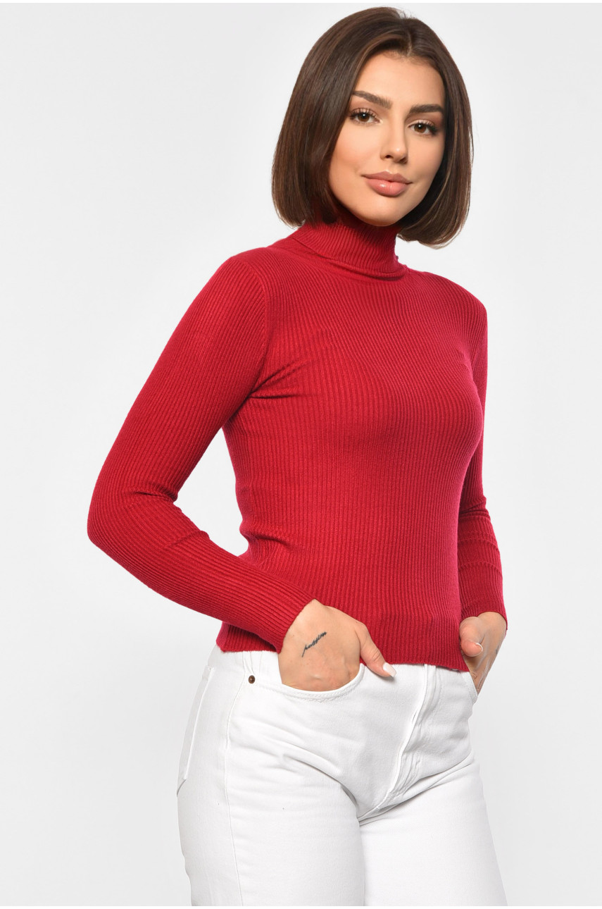 Гольф жіночий однотонний бордового кольору 188251