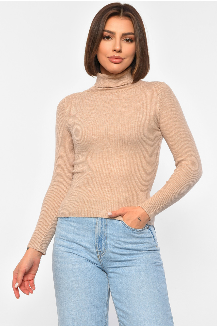 Гольф жіночий однотонний бежевого кольору 188252