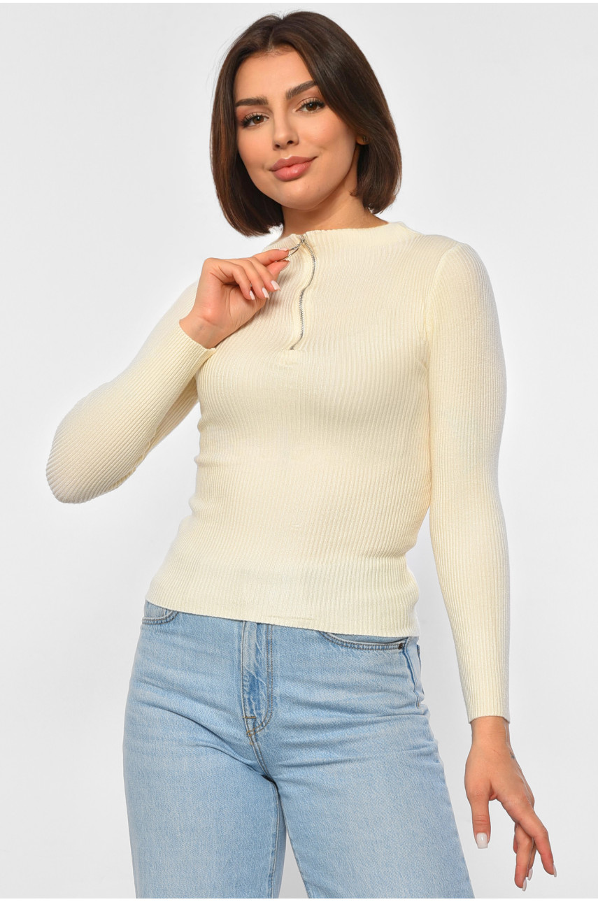 Гольф жіночий однотонний з замком молочного кольору 188256