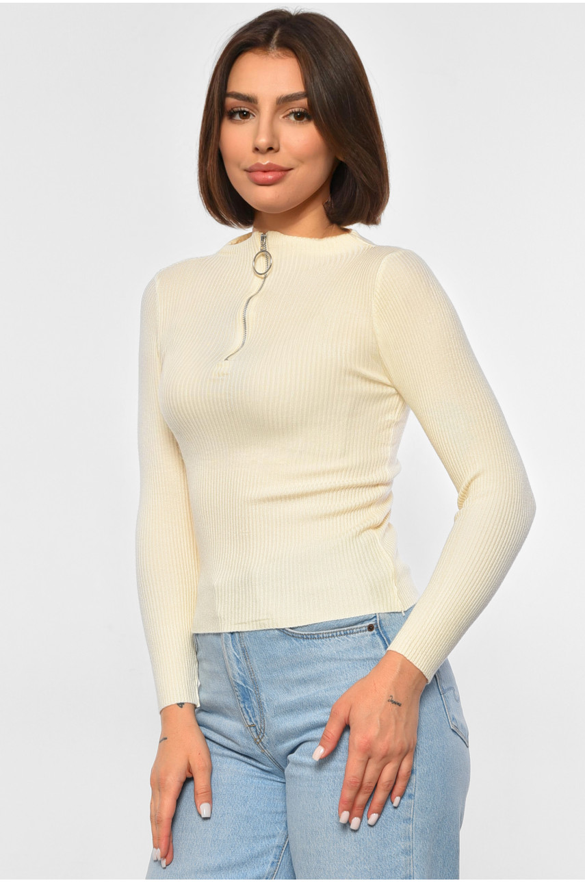 Гольф жіночий однотонний з замком молочного кольору 188256