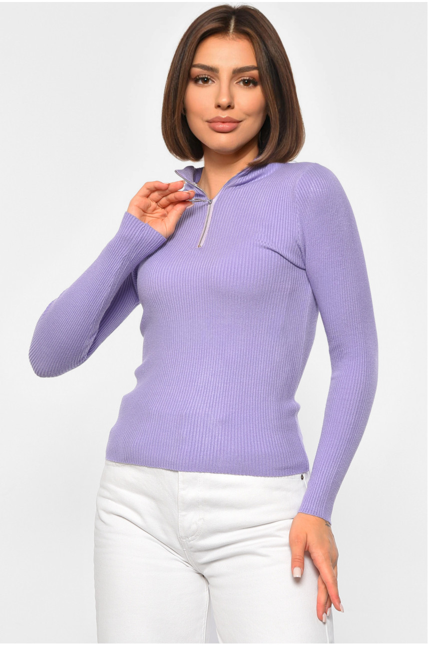 Гольф жіночий однотонний з замком бузкового кольору 188259