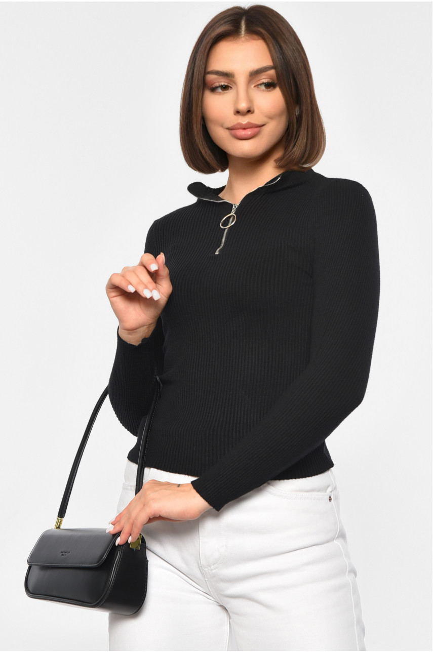 Гольф жіночий однотонний з замком чорного кольору 188260