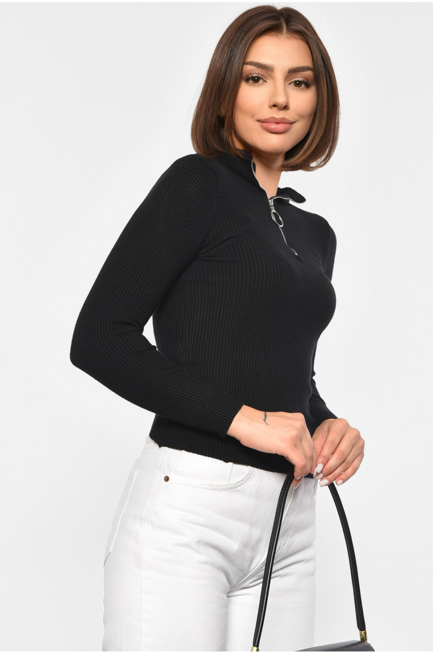 Гольф жіночий однотонний з замком чорного кольору 188260