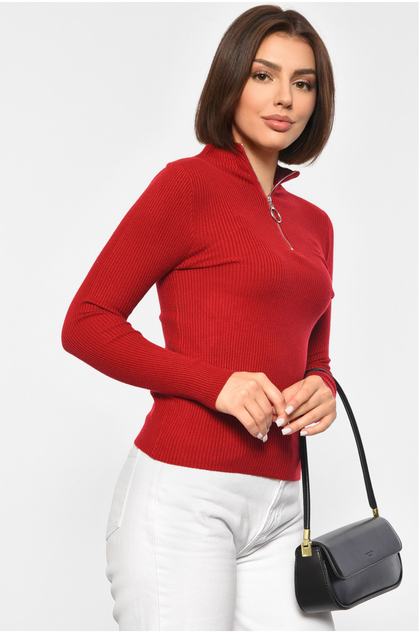 Гольф жіночий однотонний з замком бордового кольору 188262