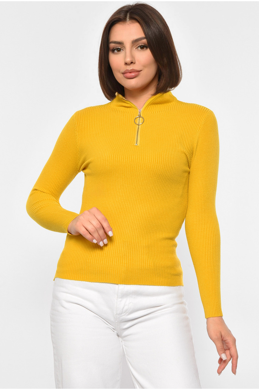 Гольф жіночий однотонний з замком жовтого кольору 188263
