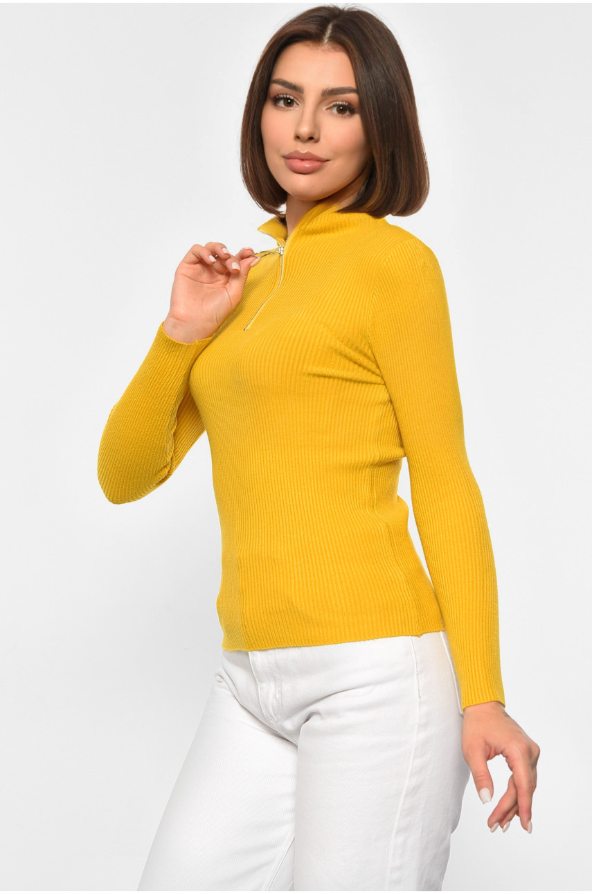 Гольф жіночий однотонний з замком жовтого кольору 188263