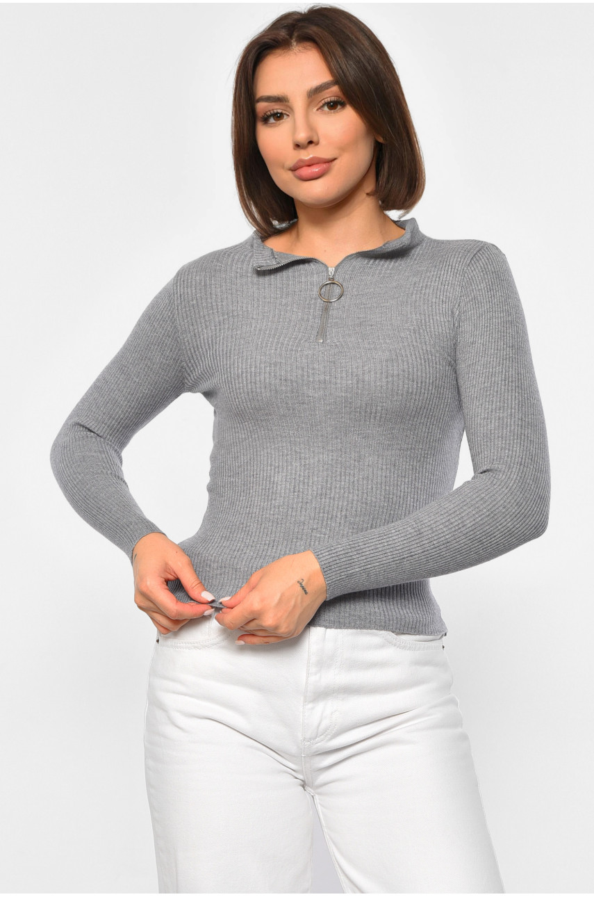 Гольф жіночий однотонний з замком сірого кольору 188266