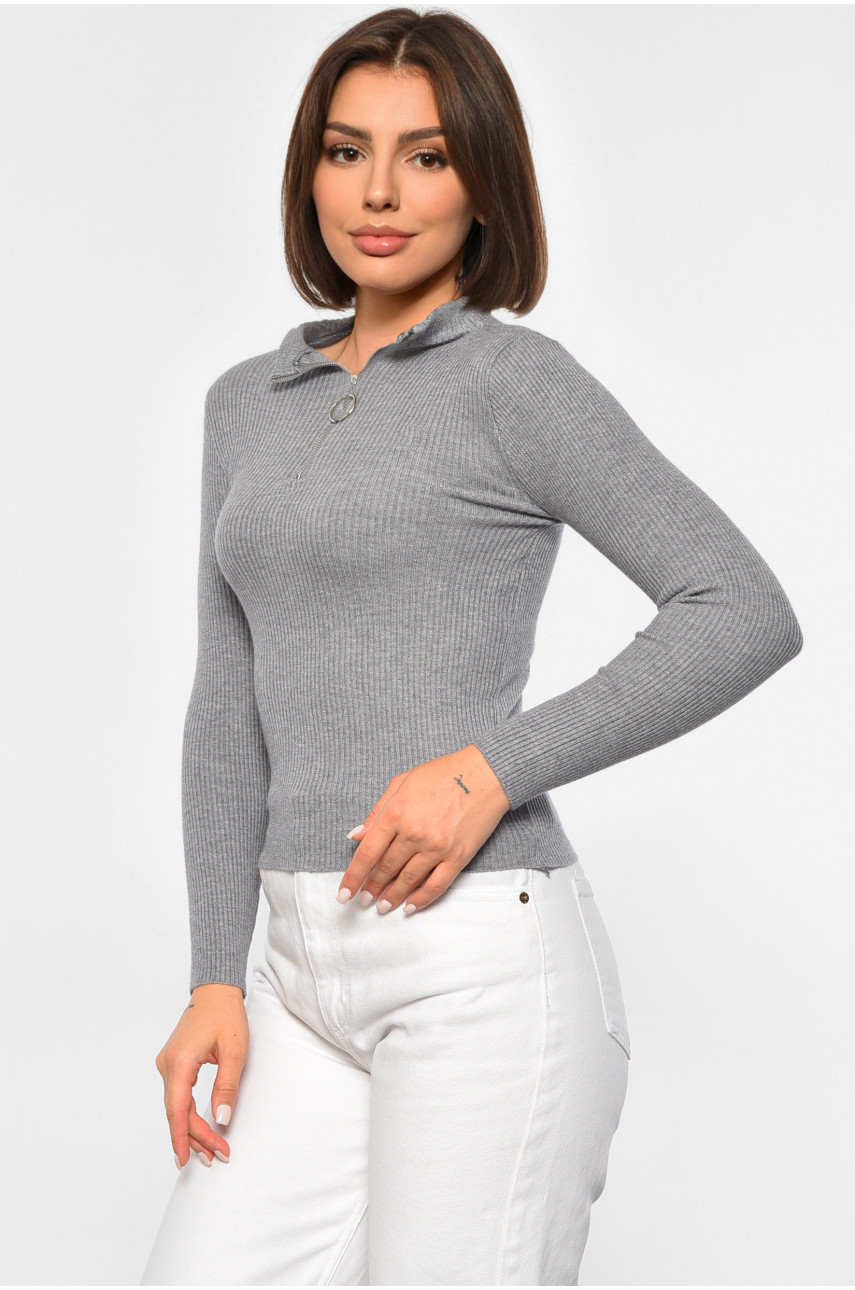 Гольф жіночий однотонний з замком сірого кольору 188266