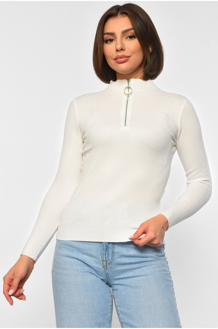 Гольф жіночий однотонний з замком білого кольору 188268