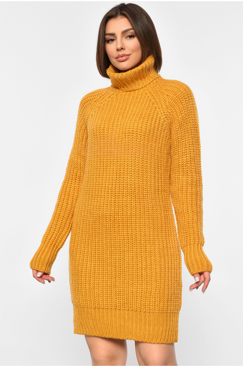 Туника женская вязаная горчичного цвета 188274 Туника женская вязаная горчичного цвета 188274