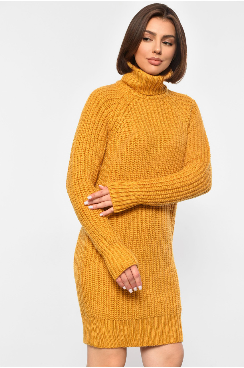 Туника женская вязаная горчичного цвета 188274 Туника женская вязаная горчичного цвета 188274