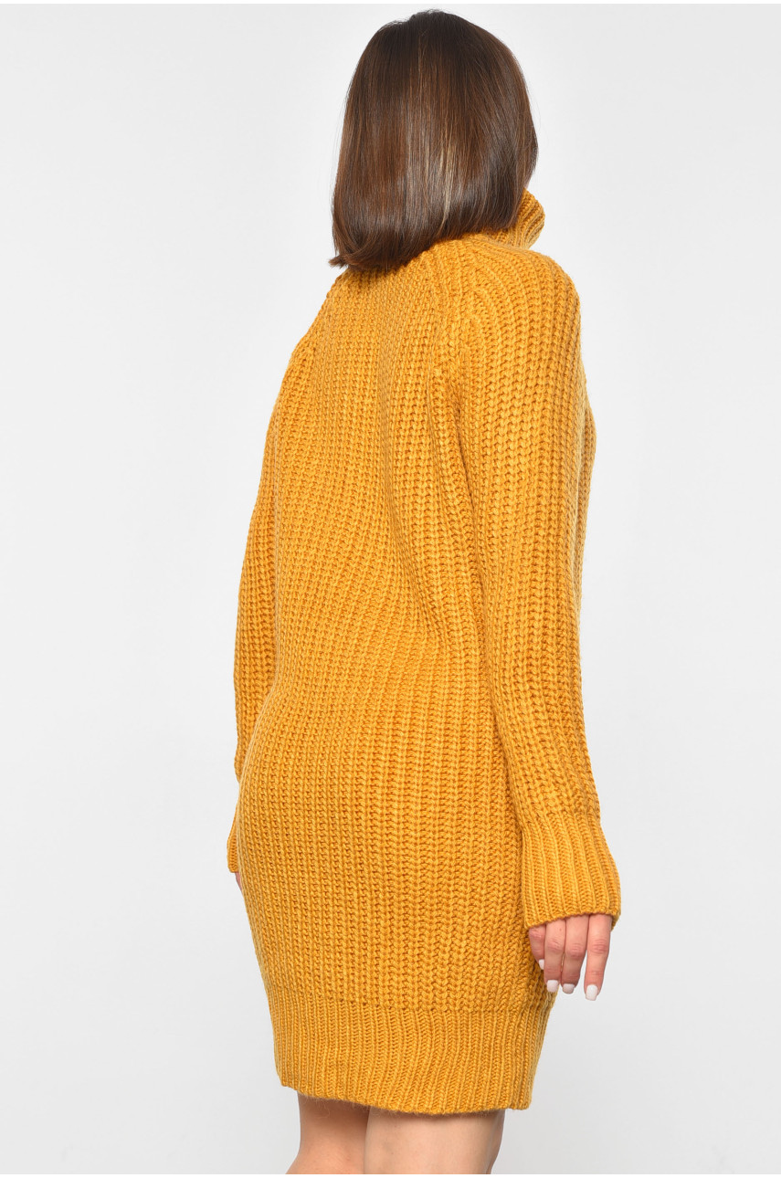 Туника женская вязаная горчичного цвета 188274 Туника женская вязаная горчичного цвета 188274