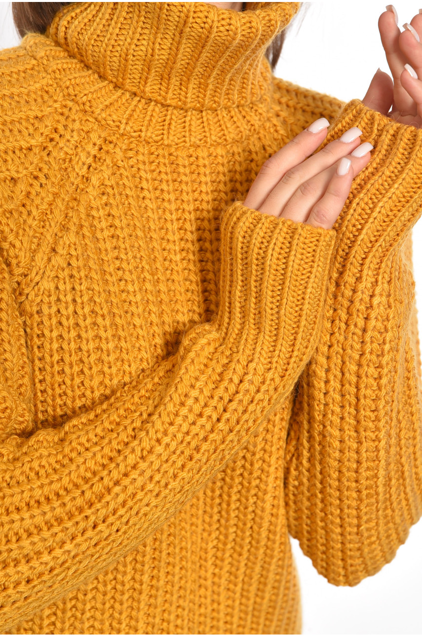 Туника женская вязаная горчичного цвета 188274 Туника женская вязаная горчичного цвета 188274