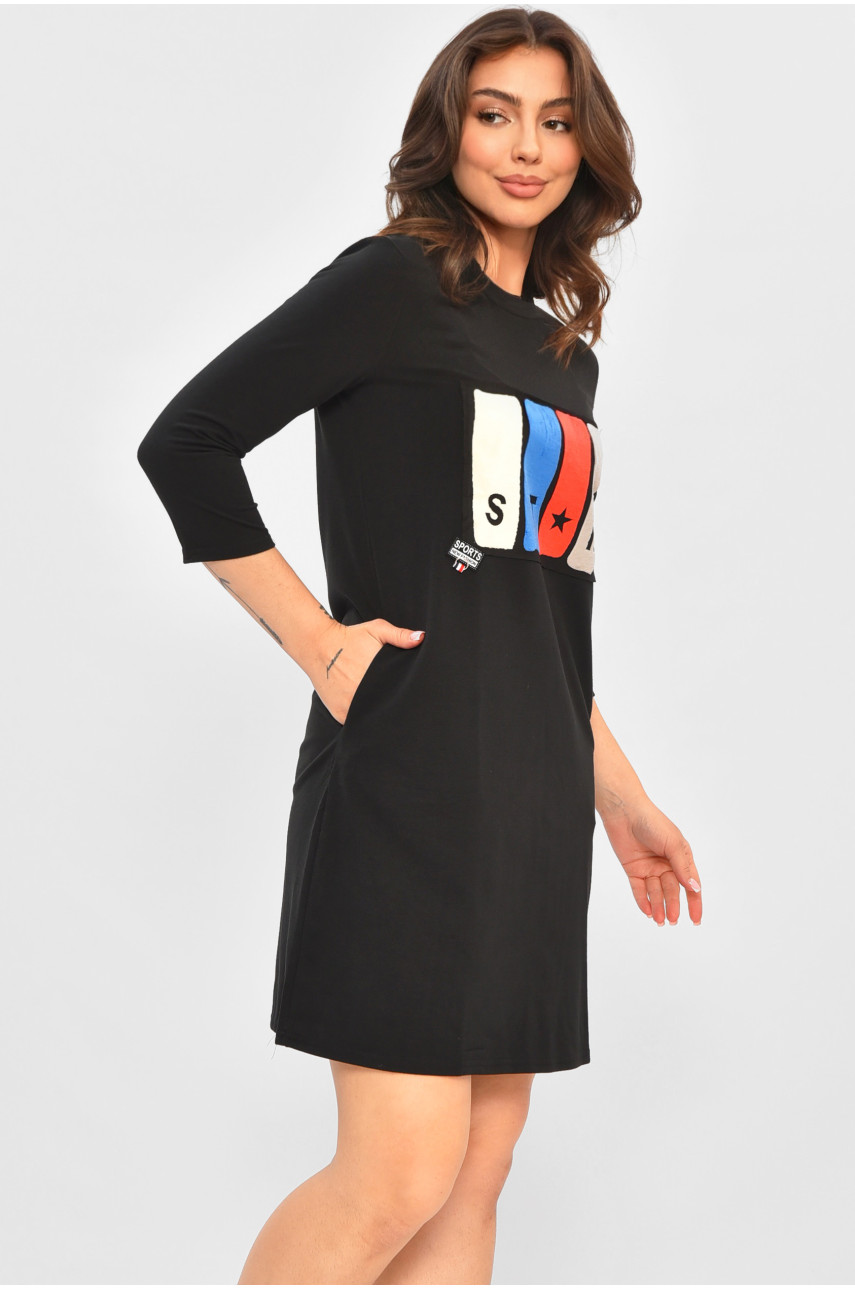 Платье женское с рисунком черного цвета 593 188308