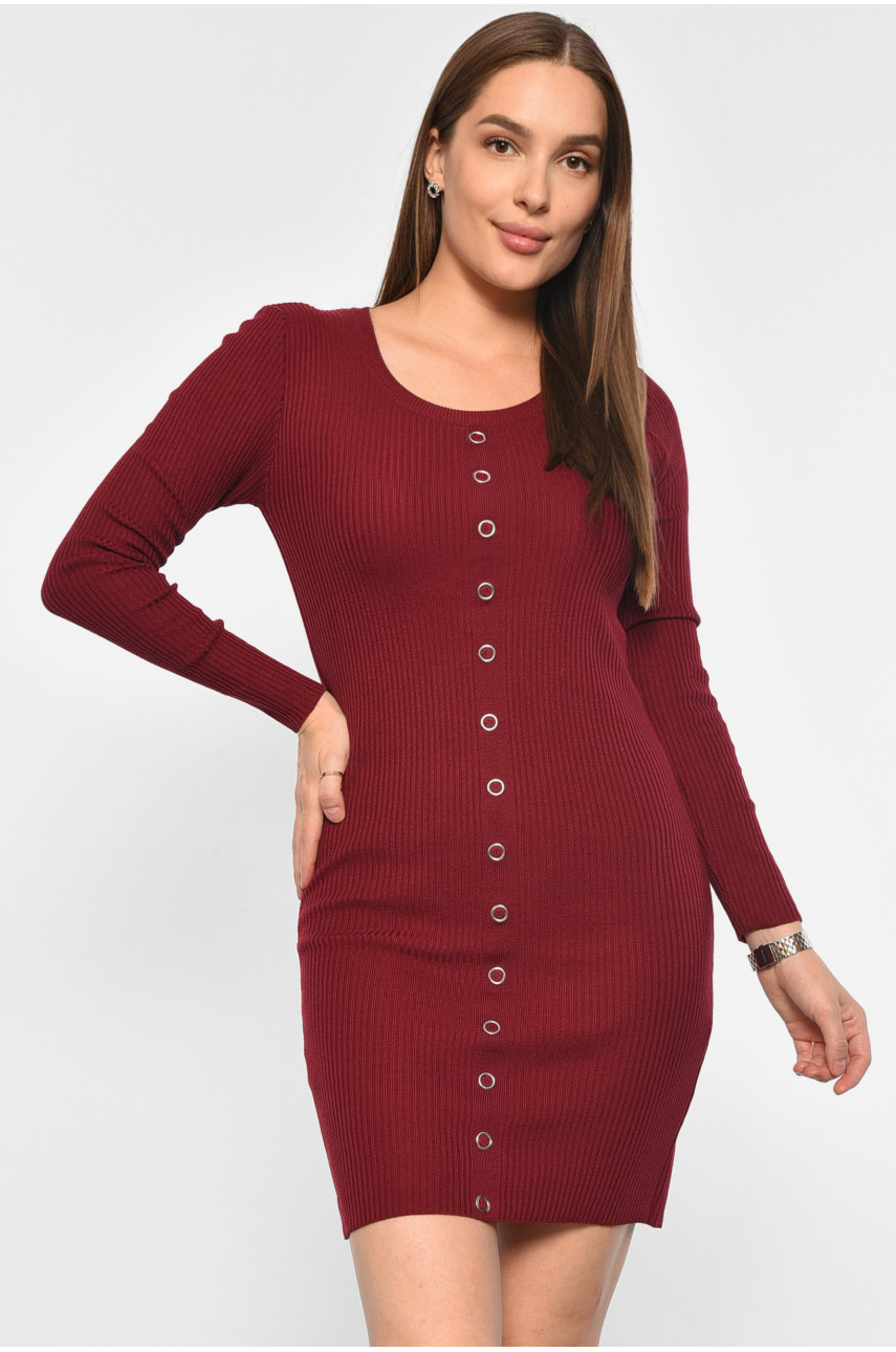Платье женское трикотажное бордового цвета 15823 188319 Платье женское трикотажное бордового цвета 15823 188319
