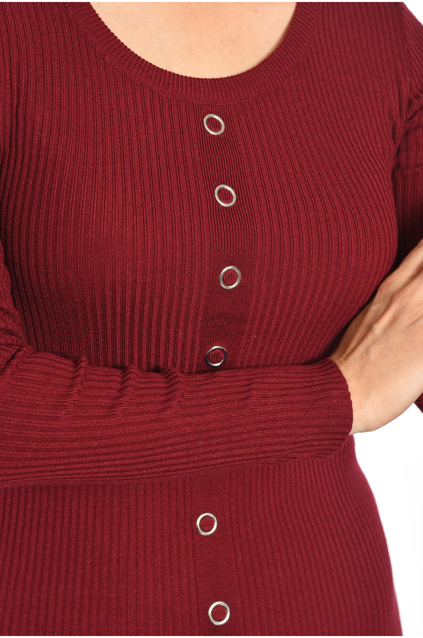 Платье женское трикотажное бордового цвета 15823 188319 Платье женское трикотажное бордового цвета 15823 188319