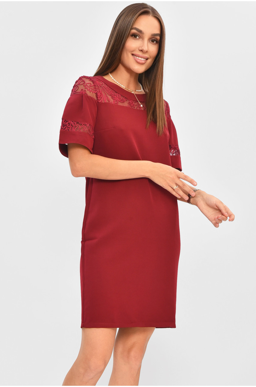 Платье женское однотонное бордового цвета 519 188321
