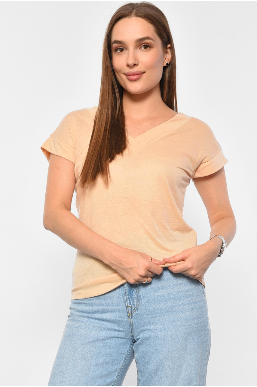 Футболка женская бежевого цвета 3118 188361 Футболка женская бежевого цвета 3118 188361