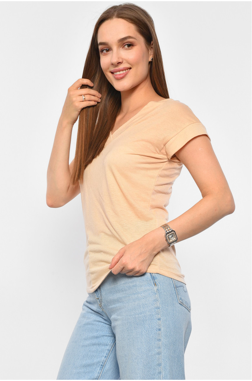 Футболка женская бежевого цвета 3118 188361 Футболка женская бежевого цвета 3118 188361