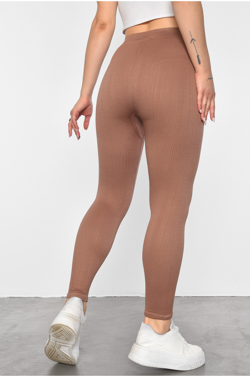 Бриджі жіночі в рубчик кольору мокко 188394