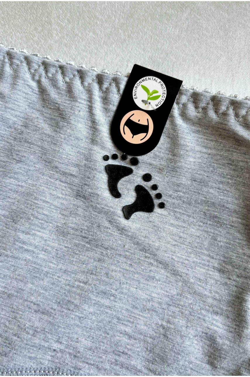 Трусы женские полубатальные серого цвета с рисунком 70018 188508