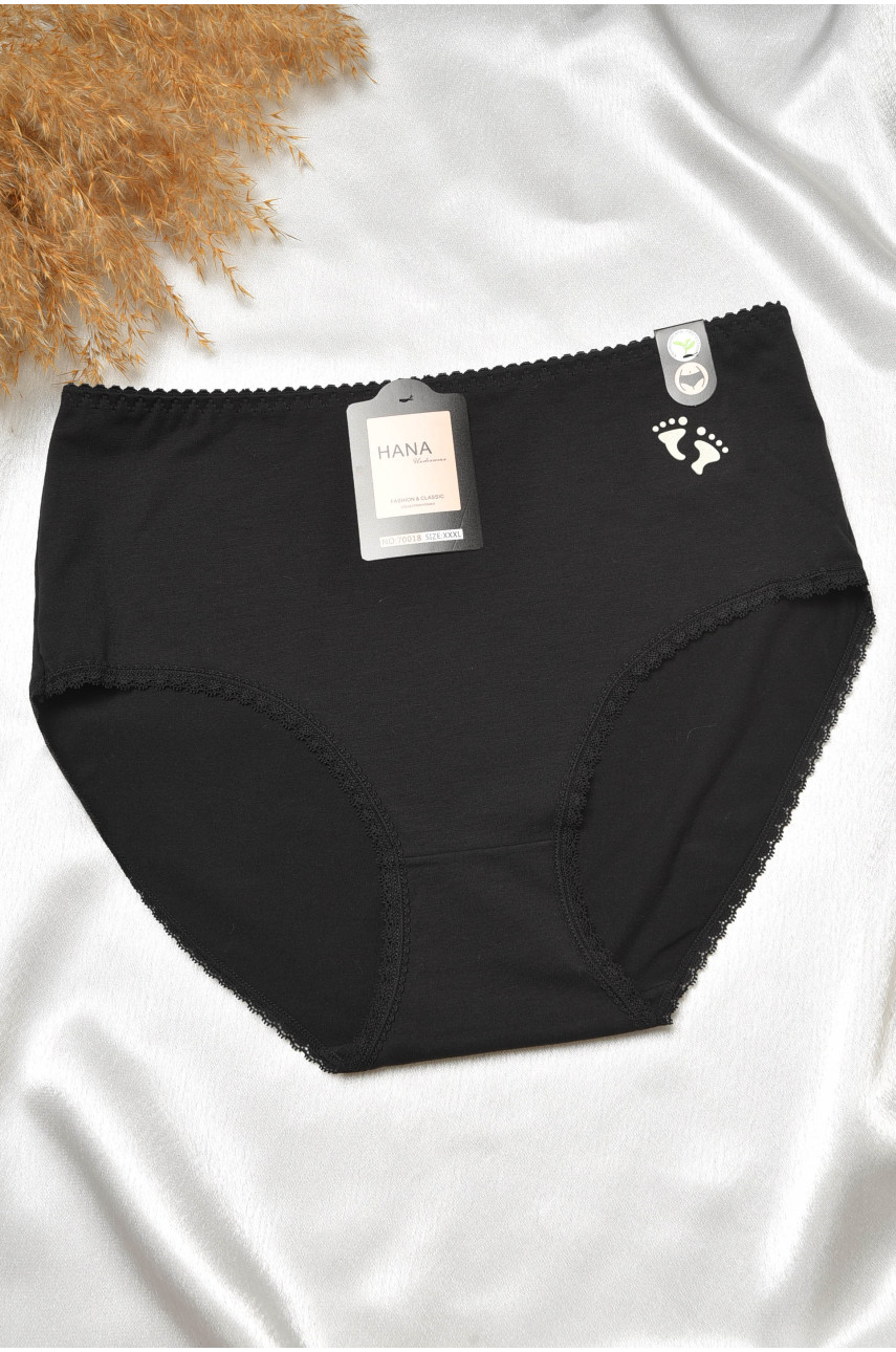 Трусы женские полубатальные черного цвета с рисунком 70018 188511