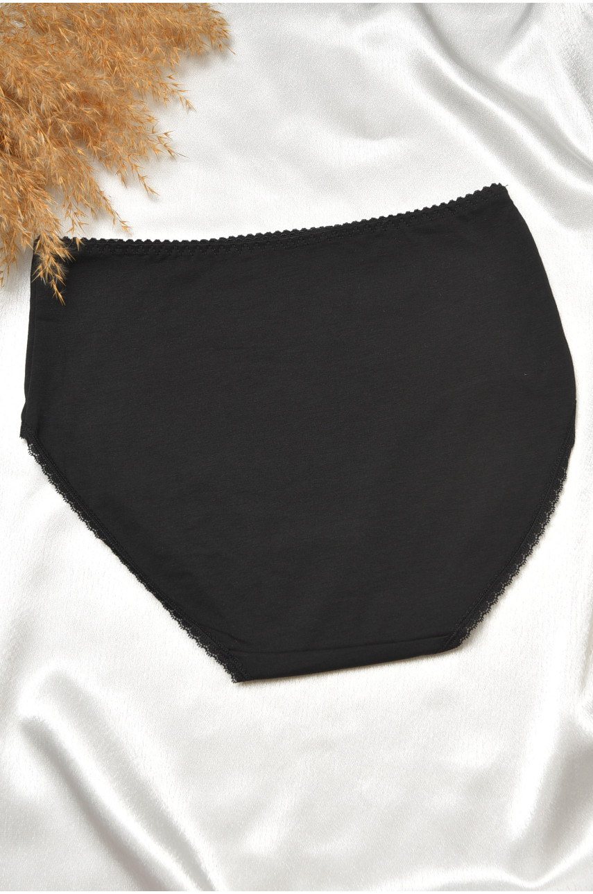 Трусы женские полубатальные черного цвета с рисунком 70018 188511