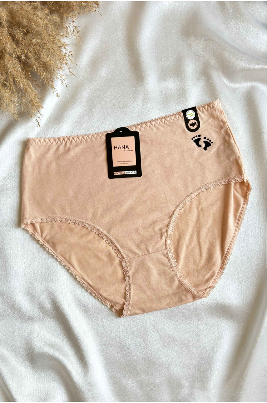 Трусы женские полубатальные бежевого цвета с рисунком 70018 188512