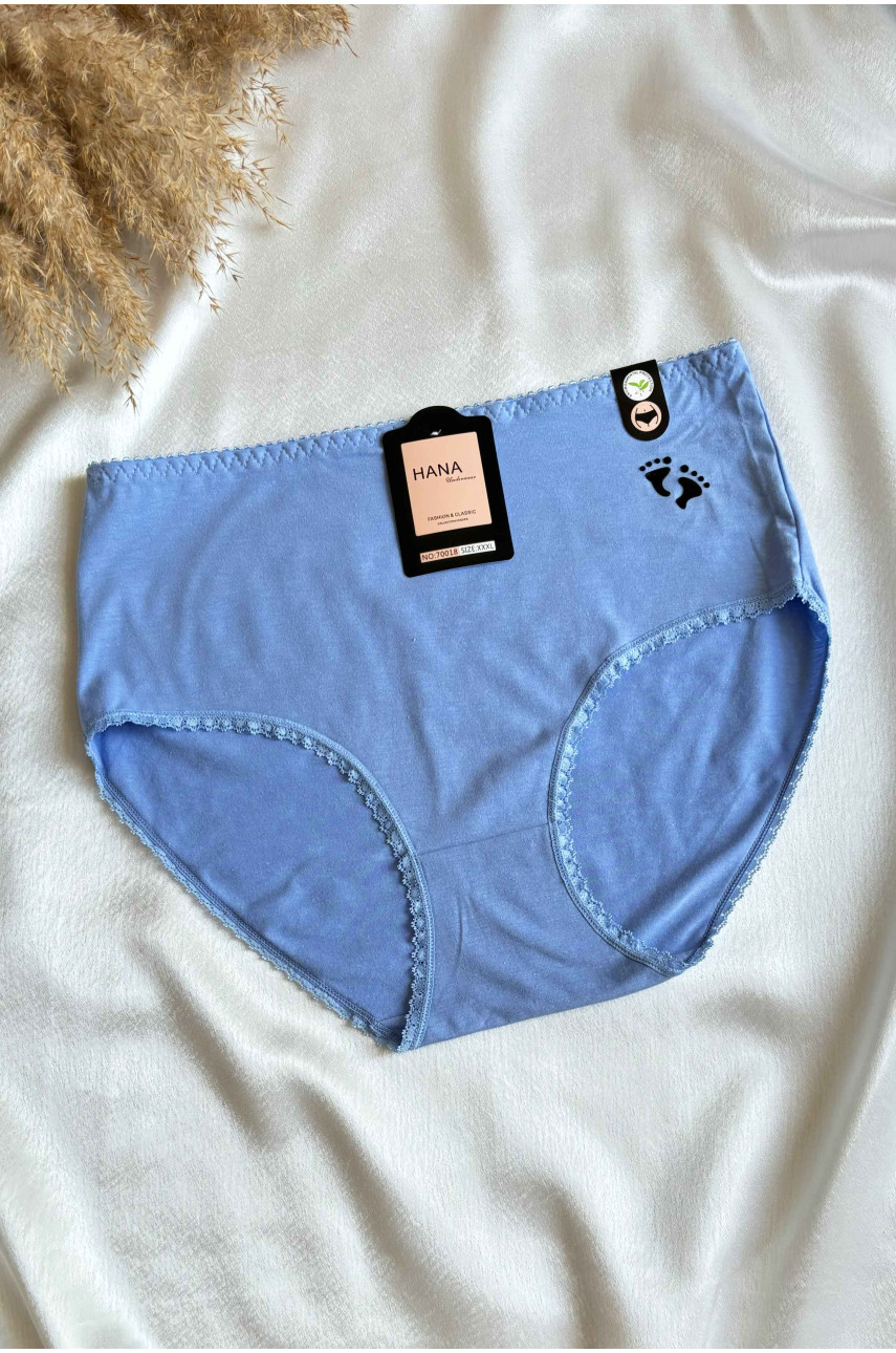 Трусы женские полубатальные голубого цвета с рисунком 70018 188513
