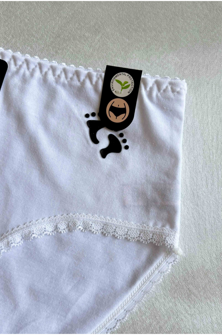 Трусы женские полубатальные белого цвета с рисунком 70018 188516