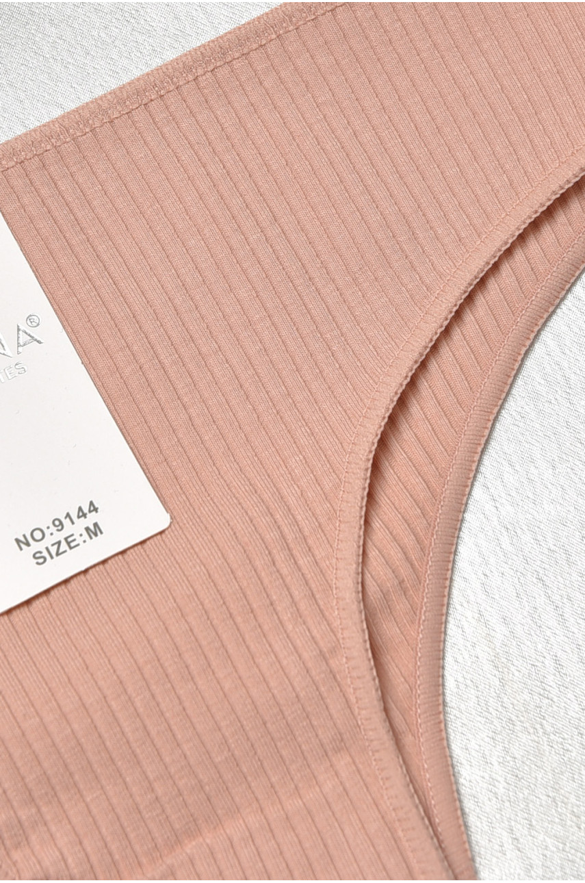Трусы женские в рубчик однотонные пудрового цвета 9144 188637