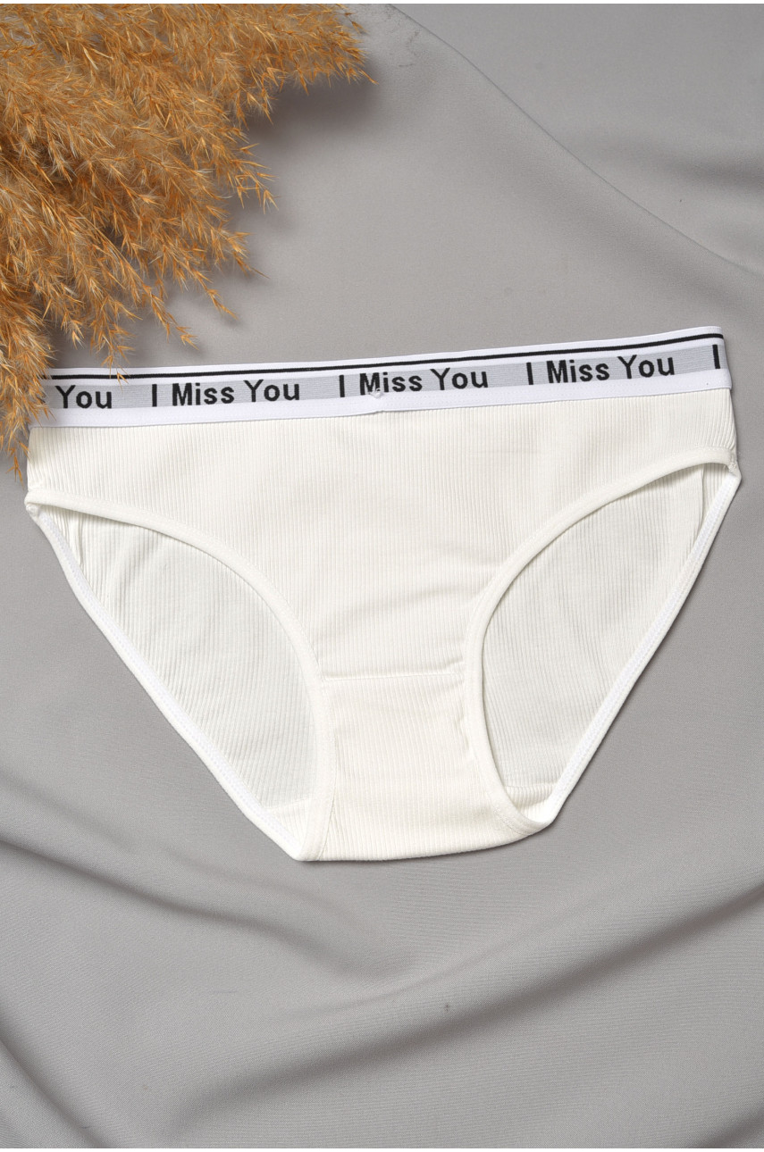 Трусы женские молочного цвета с надписью 6501 188645