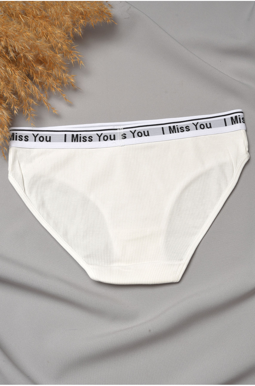 Трусы женские молочного цвета с надписью 6501 188645