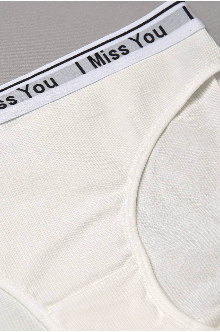 Трусы женские молочного цвета с надписью 6501 188645