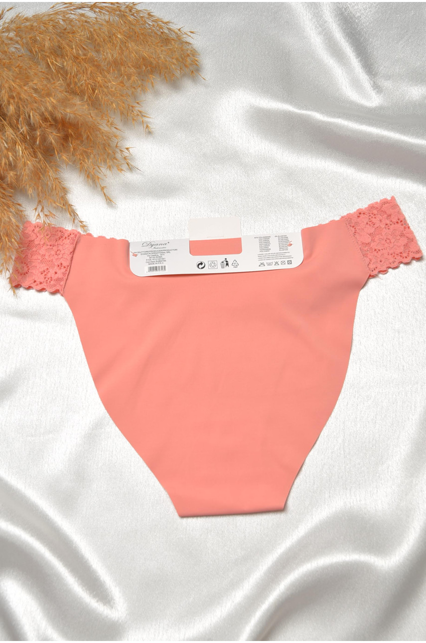 Трусы женские кораллового цвета с кружевом 9746 188646