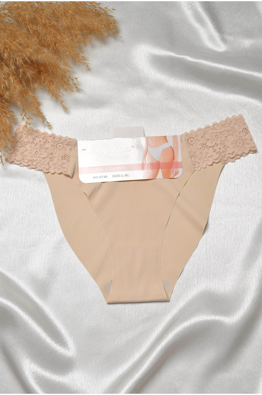 Трусы женские бежевого цвета с кружевом 9746 188651