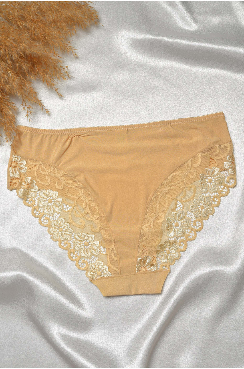 Трусы женские бежевого цвета с кружевом 6501 188653