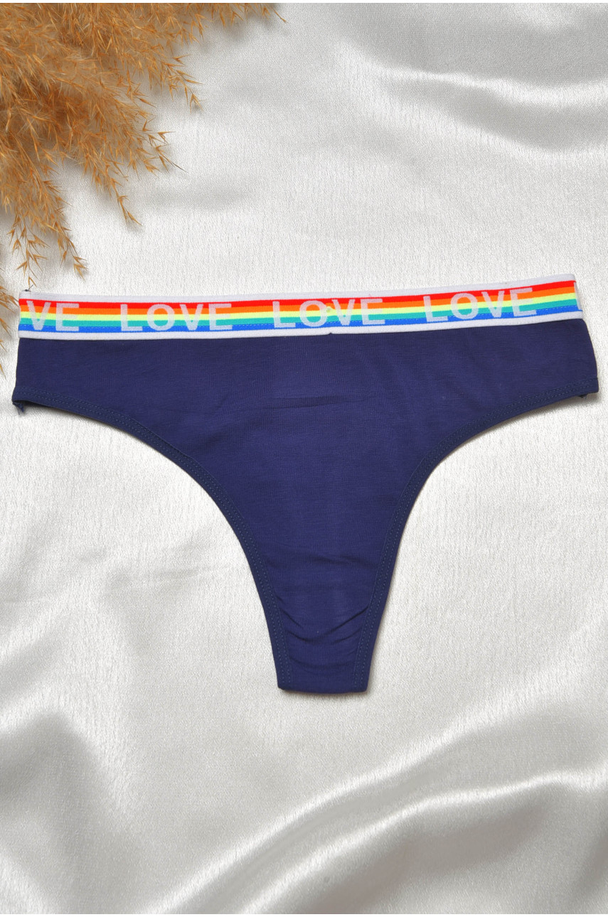 Стринги женские хлопковые с надписью синего цвета 8860 188686
