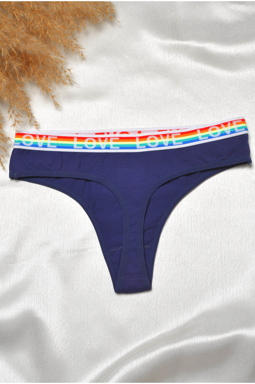 Стринги женские хлопковые с надписью синего цвета 8860 188686