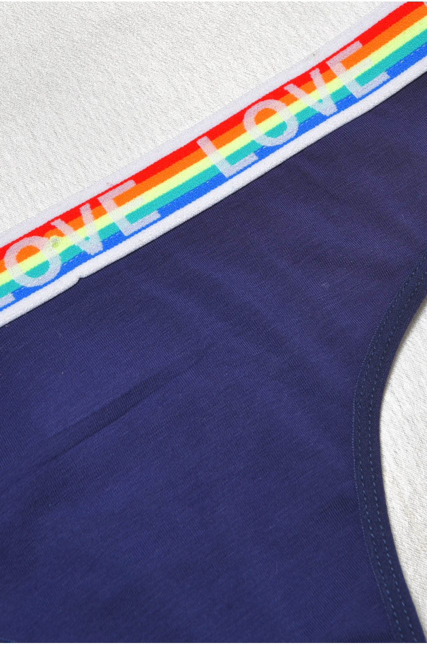 Стринги женские хлопковые с надписью синего цвета 8860 188686 Стринги женские хлопковые с надписью синего цвета 8860 188686