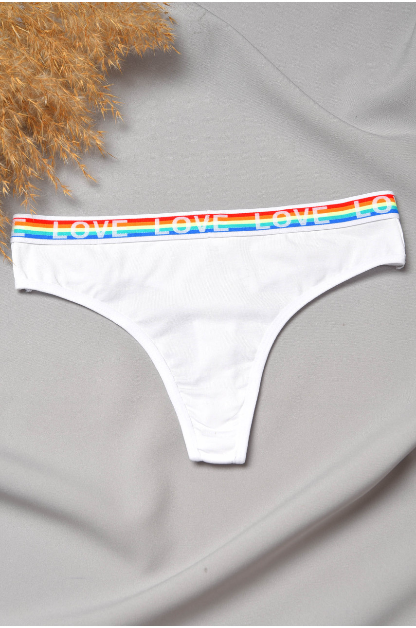 Стрінги жіночі бавовняні з написом білого кольору 8860 188687