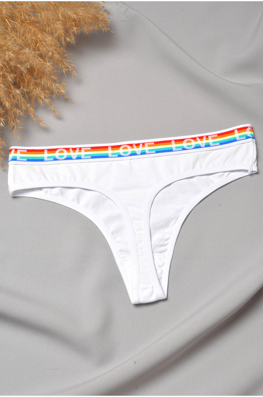 Стрінги жіночі бавовняні з написом білого кольору 8860 188687