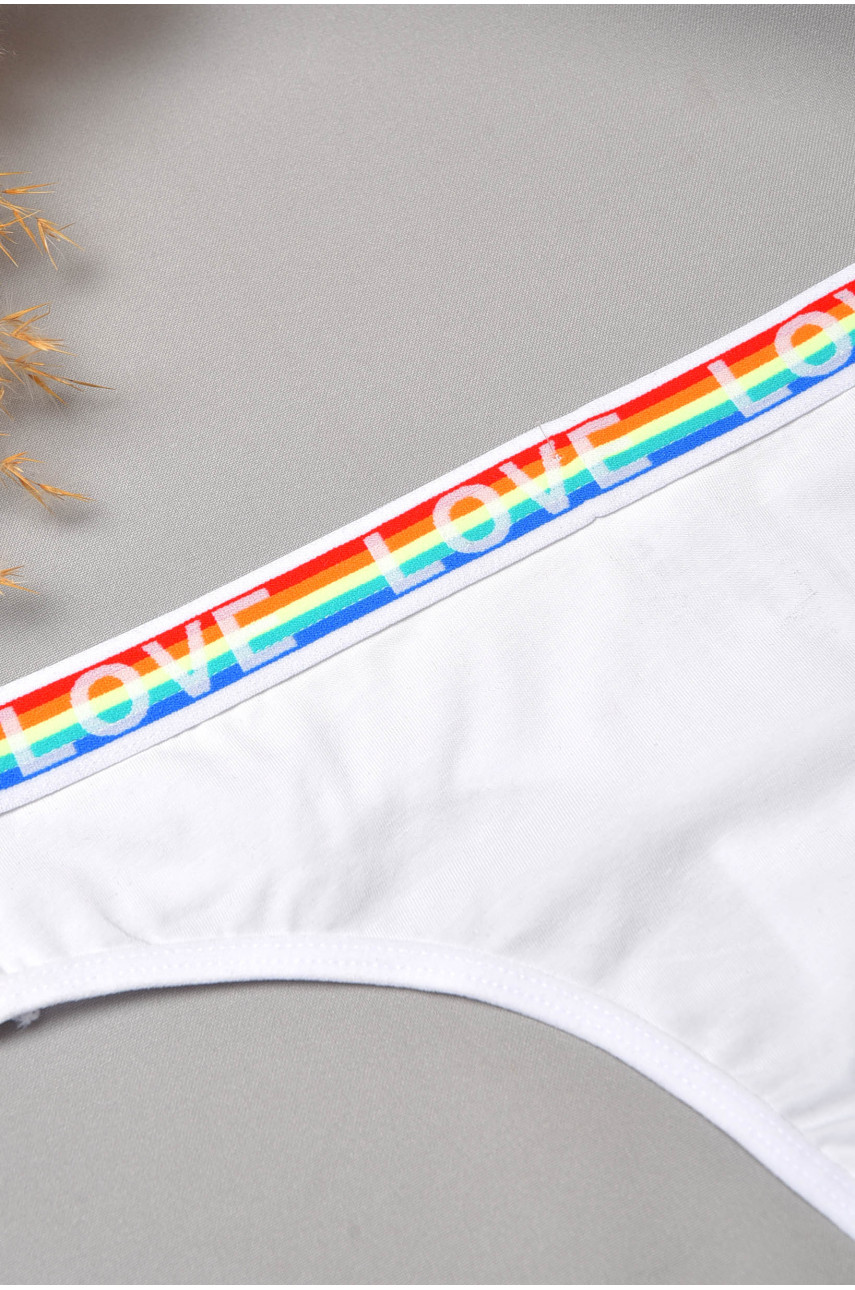 Стрінги жіночі бавовняні з написом білого кольору 8860 188687