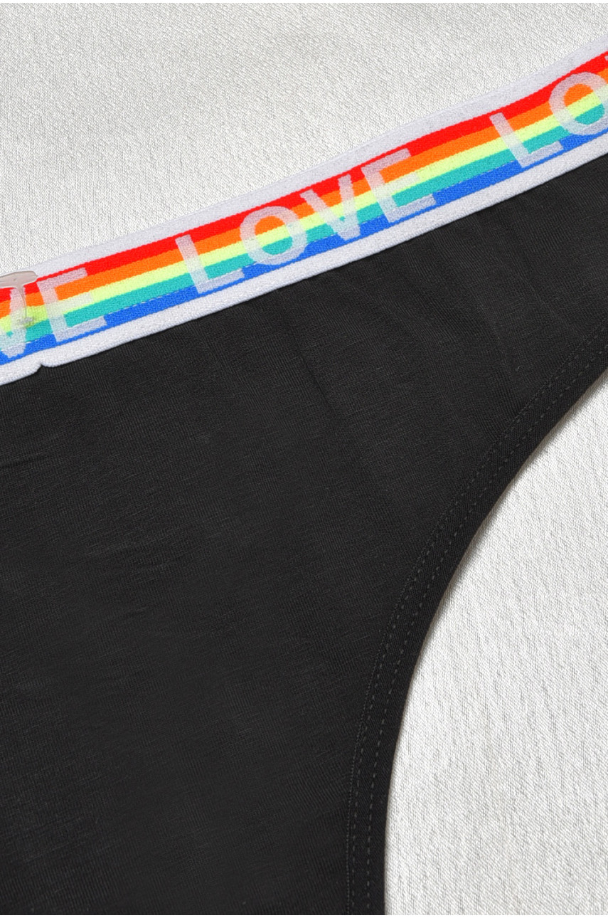 Стринги женские хлопковые с надписью черного цвета 8860 188689 Стринги женские хлопковые с надписью черного цвета 8860 188689