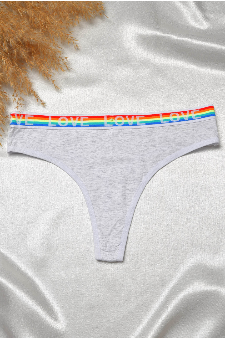 Стринги женские хлопковые с надписью серого цвета 8860 188690
