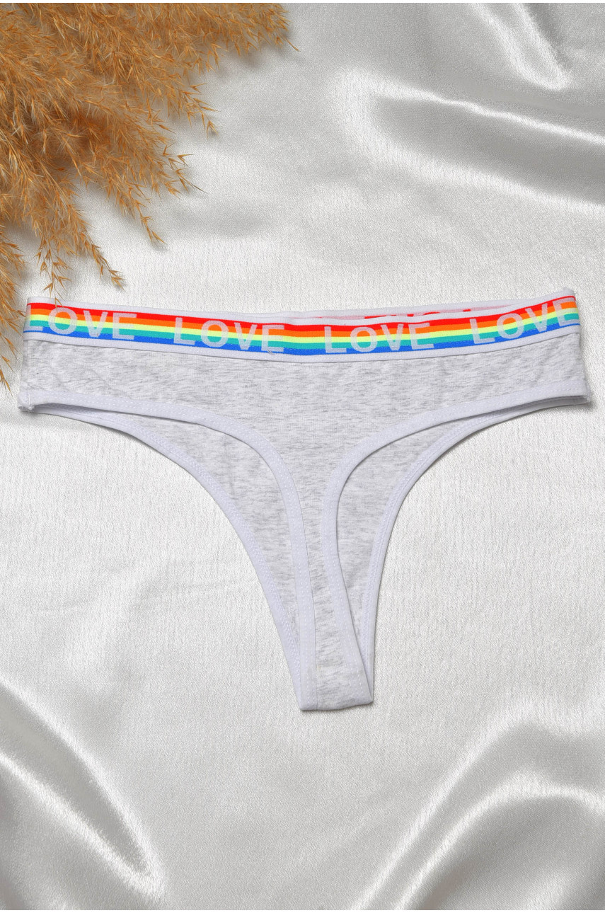 Стринги женские хлопковые с надписью серого цвета 8860 188690