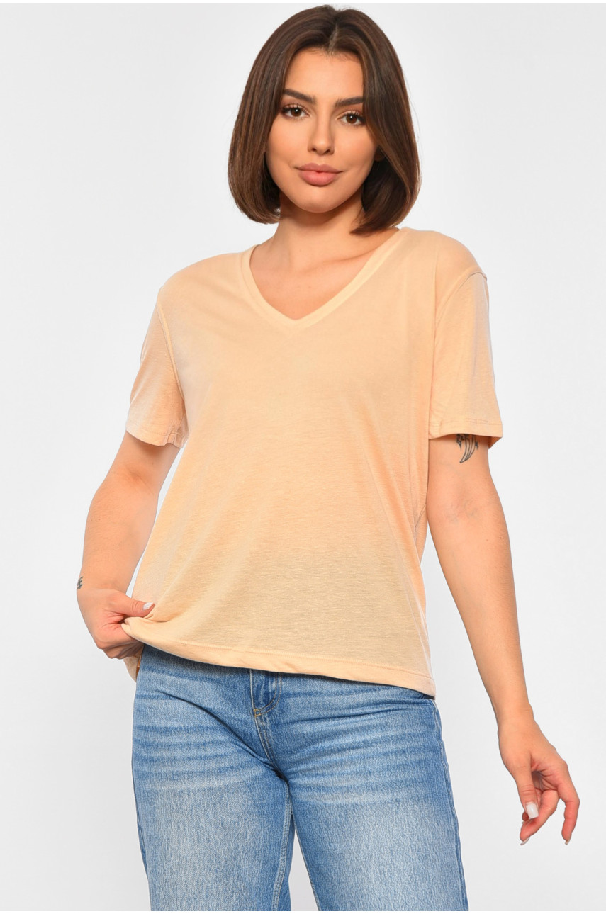 Футболка женская бежевого цвета 188774 Футболка женская бежевого цвета 188774