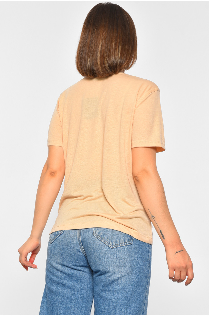 Футболка женская бежевого цвета 188774 Футболка женская бежевого цвета 188774