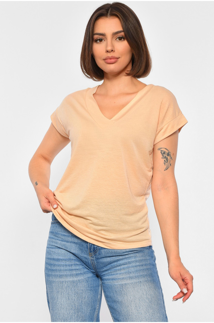 Футболка жіноча бежевого кольору 188776
