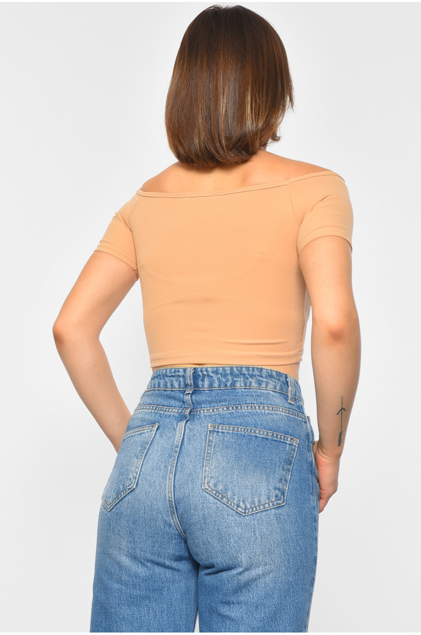 Футболка женская бежевого цвета 188777 Футболка женская бежевого цвета 188777